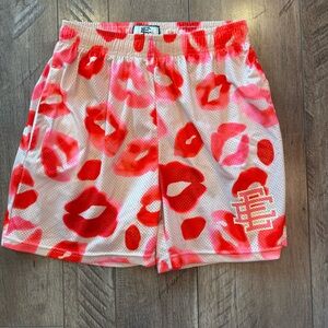 Red and White Mesh Shorts